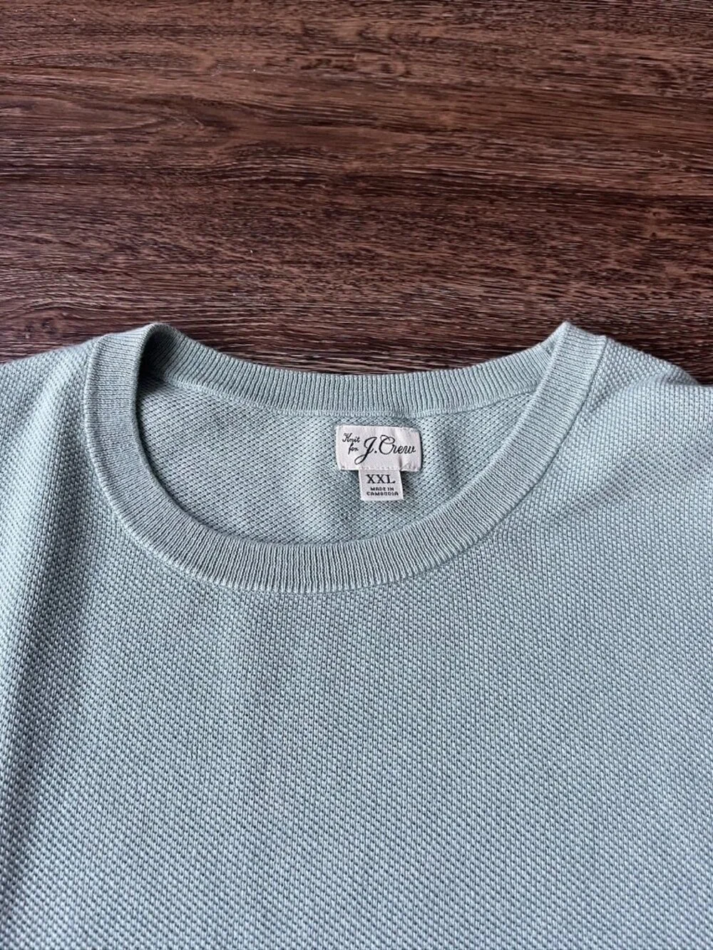 J.Crew Knit Short-Sleeve Cotton Piqué-Stitch Sweater Men XL Light Celadon